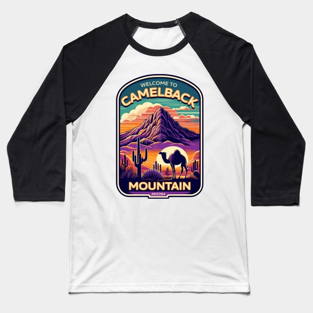 Arizona Sunset Camelback Mountain Vintage Baseball T-Shirt by Kicosh